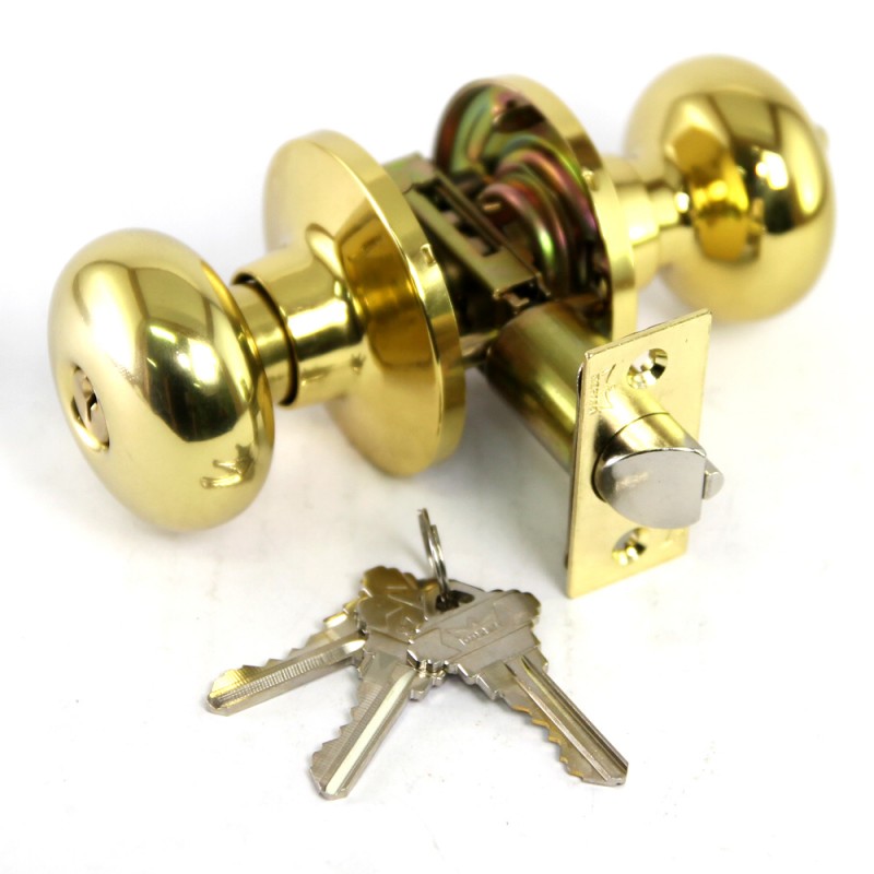Dorma Entrance Tubular Knob Lockset TA1 Olfen Finishes US3 Standard Polished Brass